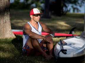 Tamas Buday with his stand-up paddleboard in Parc Alexandre Bourgeau June 23, 2016.