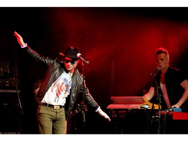 MONTREAL, QUE.: JUNE 24, 2016-- Yann Perreau, left, performs during the fete national dans Villeray in Montreal on Friday June 24, 2016. (Allen McInnis / MONTREAL GAZETTE) ORG XMIT: 56544