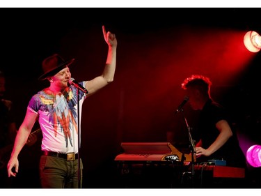 MONTREAL, QUE.: JUNE 24, 2016-- Yann Perreau, left, performs during the fete national dans Villeray in Montreal on Friday June 24, 2016. (Allen McInnis / MONTREAL GAZETTE) ORG XMIT: 56544