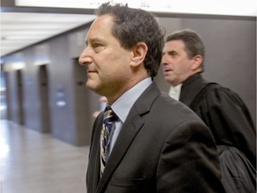 Former Montreal mayor Michael Applebaum, left, arrives at the Montreal courthouse with his lawyer Pierre Teasdale, Tuesday June 28, 2016.