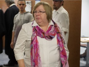 CJAD reporter Trudie Mason returns to a courtroom at the Montreal courthouse, Thursday June 30, 2016, to continue her testimony at the murder trial for Richard Henry Bain.