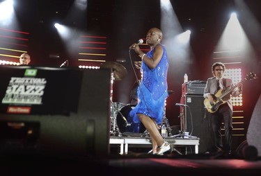 Sharon Jones of Sharon Jones & the Dap-Kings performs with her band at the Montreal International Jazz Festival at Place des Festivals on Wednesday, June 29, 2016.