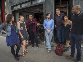 Organizer George Hamilton Braithwaite (right) with some of the performers at the Bar Bifteck Comedy Festival: Rachel Prudhomme (left), Elysse Deveaux, Kris Dulgar, Ryan Bannon, George Couto, Liz Singh.