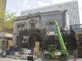 At the historic Mount Stephen Club on Drummond St., none of the small trees in front has been protected from the cranes and excavators working inches away.