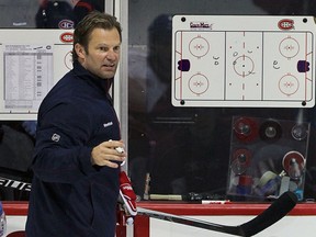 Montreal Canadiens assistant coach Kirk Muller addresses players at the Montreal Canadiens development camp at their Brossard training facility south of  Montreal June 6, 2011.