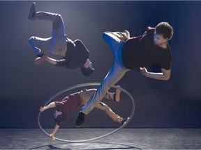 The British circus troupe Barely Methodical performs Bromance at the Centaur July 9-14.