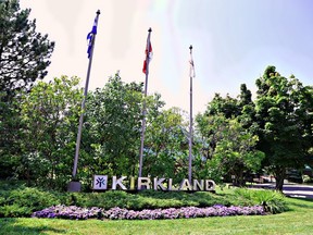The flags outside Kirkland's Town Hall, during a relatively calm, windless day.   (Photo courtesy of the town of Kirkland, to illustrate Megan Martin's community snapshot in the Gazette's New Homes & Condos section)