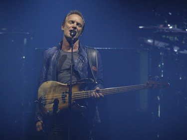 English musician Sting performs with Peter Gabriel, not pictured, at the Bell Centre in Montreal as part of their Rock Paper Scissors tour on Tuesday, July 5, 2016.