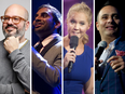 From left: David Cross, Aziz Ansari, Amy Schumer and Russell Peters are just a few of the comedians with book connections who are on the Just For Laughs roster.