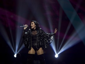 Demi Lovato performs at the Bell Centre in Montreal, July 22, 2016.