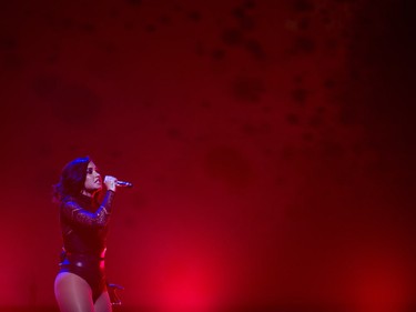 Demi Lovato performs at the Bell Centre in Montreal, July 22, 2016.