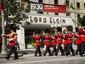 The Ceremonial Guard of the Canadian Forces passes the Lord Elgin en route to Parliament Hill, every morning until Aug. 20.
