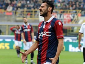 Matteo Mancosu # 11 of Bologna FC reacts  during the Serie A match between Bologna FC and US Citta di Palermo at Stadio Renato Dall'Ara on Oct. 18, 2015 in Bologna, Italy.