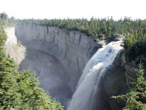 The Vauréal Waterfall is seen on August 13, 2013 on Anticosti Island. The island attracts tourists, including hunters.