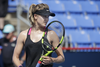 Canadian tennis player Eugenie Bouchard pauses during a practice session ahead of the Rogers Cup Tennis Tournament at Uniprix Stadium in Montreal on Friday, July 22, 2016.