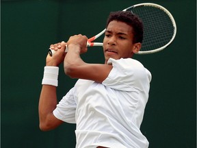 Montreal's Félix Auger Aliassime Auger-Aliassime, 15, put on an impressive display of power tennis in the third round of the Wimbledon junior boys' event on Wednesday, rolling to a 6-0 first-set win in only 19 minutes.