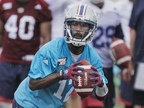 "I just know what I'm doing. I'm not guessing on anything. I'm not playing on talent. I'm playing with my mind and reading things clearly," says Alouettes quarterback Rakeem Cato, taking part in the Montreal Alouettes' training camp at Bishop's University in Lennoxville on Sunday, May 29, 2016.