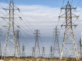 Hydro towers leading into the distance.