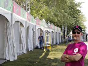 Phil Telio, Startupfest co-founder, stands on the grounds of the Startupfest in Montreal on Monday July 11, 2016. The festival is set to open this Wednesday morning.