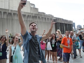 PL Cloutier, one of Quebec's most popular YouTubers, mingles with the crowd on Sunday during the OhMyFest!