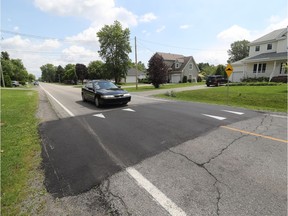 A speed hump on Chevrier St. between civic addresses 1413 and 1421 in the St-Lazare near Montreal. City council okayed a speed hump after a traffic study held in June that was called after homeowners had complained of speeding vehicles.