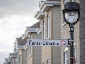 The street sign for Panis-Charles street on the corner of Olivier-Lejeune street in Rivière-des-Prairies in Montreal on Tuesday, July 19, 2016.