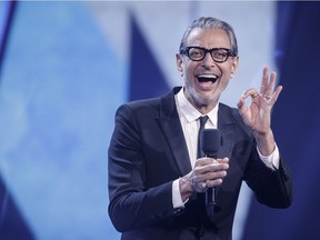 Actor Jeff Goldblum performs during the Just for Laughs Jeff Goldblum Gala at Salle Wilfrid-Pelletier in Montreal on  July 27, 2016.