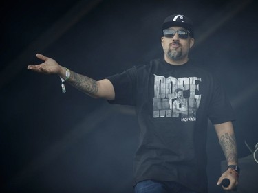 B-Real of the American hip hop group Cypress Hill performs during Day One of the Osheaga Music and Arts Festival at Parc Jean-Drapeau in Montreal on Friday, July 29, 2016.