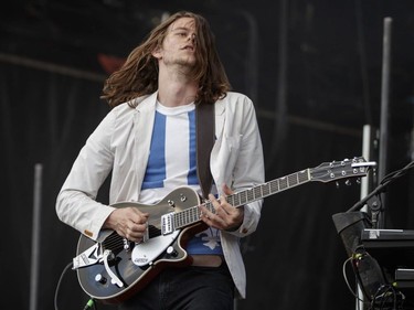 Dylan Phillips of the Canadian indie rock band Half Moon Run performs during Day One of the Osheaga Music and Arts Festival at Parc Jean-Drapeau in Montreal on Friday, July 29, 2016.