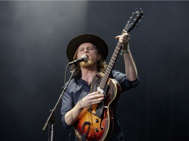 Wesley Schultz of The Lumineers performing on Day One of the Osheaga Music and Arts Festival at Parc Jean-Drapeau on Friday, July 29, 2016.