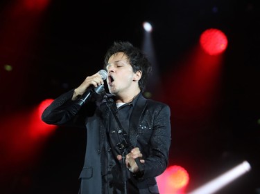 Jamie Cullum performs during the second of three big free outdoor blowout concerts at the Montreal International Jazz Festival at the Place des Festivals on July 4, 2016.