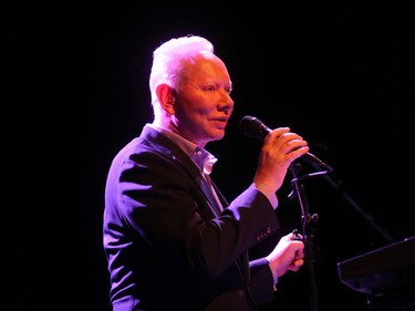 Joe Jackson at the piano speaks to the crowd as he brings his eclectic mix of songs to the Montreal International Jazz Festival at Théâtre Maisonneuve of Place des Arts on Monday, July 4, 2016.