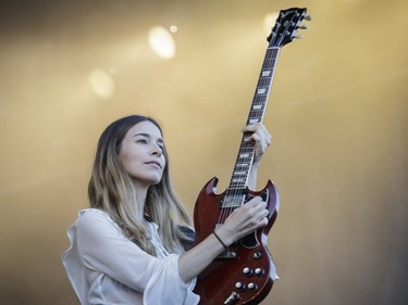Danielle Haim of the American rock band Haim performs on Day Two of the Osheaga Music and Arts Festival at Parc Jean-Drapeau in Montreal on Saturday, July 30, 2016.