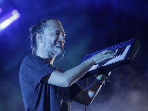 Thom Yorke of the English rock band Radiohead performs on Day 3 of the Osheaga Music Festival at Jean-Drapeau Park in Montreal on Sunday, July 31, 2016.