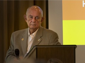 Hudson Mayor Ed Prevost during a presentation by the town at the Stephen Shaar Community Centre in Hudson, Sept. 19, 2015.