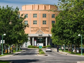 The main  entrance to the Lakeshore General Hospital, in Pointe Claire, Quebec, on June 14, 2015.