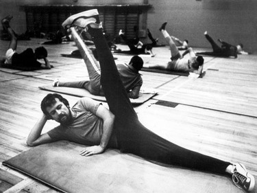 January 1976: Luc Marcil works out at a 7 a.m. fitness class at the Centre de Développement Physique in Montreal.