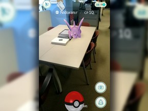 A Pokemon sits on a table in the Gazette's newsroom.