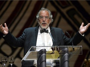 Bloc Quebecois leader Rheal Fortin speaks during the annual Press Gallery Dinner at the Canadian Museum of History on Saturday, June 4, 2016 in Gatineau.