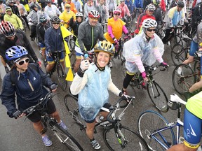 Cyclists with the 2016 Ride to Conquer Cancer took off July 9, 2016 in the rain. In total, $4.4 million was raised.