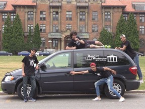 The White House Runners: Akshay Grover, Aidan Yardley-Jones (top of car), Marc-Andre Blouin (white hat) and Matthieu Blouin (red hat). Photo courtesy of Akshay Grover