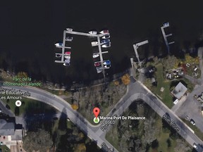 A Google Maps view of the Pierrefonds marina.