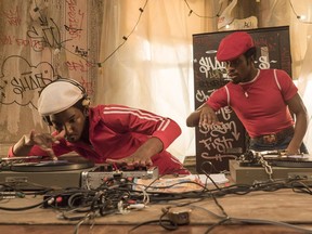Mamoudou (left) and Shaolin Moore in a scene from The Get Down, a new series on Netflix from Luhrmann on the rise of hip hop in 1977 New York in the wake of disco.