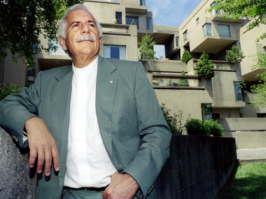 Moshe Safdie in front of Habitat 67, which he designed for Expo 67.