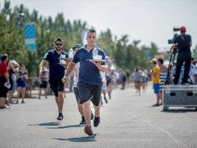 At the YUL EAT Festival in Montreal's Old Port, waiters race with trays of pitchers and glasses. Photo courtesy of Evenko