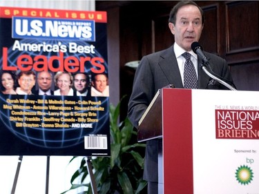 US. News & World Report chairman and editor-in-chief Mortimer B. Zuckerman addresses an audience in Washington, D.C., in 2005.