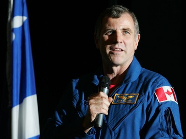 Canadian astronaut Dave Williams, a graduate of McGill University and Beaconsfield High School, speaks to students at the secondary school in 2007.