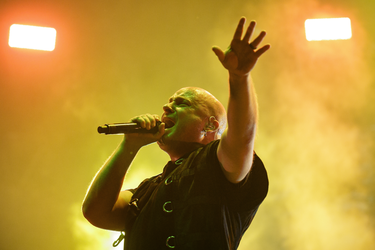 David Draiman of the American metal band Disturbed performs on day two of the Heavy Montreal music festival at Jean-Drapeau Park in Montreal on Sunday, August 7, 2016.