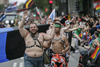 People take part in the Montreal Pride Parade as it goes through Rene-Levesque boulevard in downtown Montreal on Sunday, August 14, 2016.