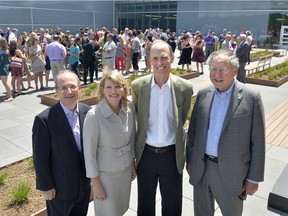From left: Michael Goldbloom, principal and vice-chancellor, Bishop's University; Sylvie Demers, chair, Quebec market, TD Bank Group; Tim Griffin, Connor Clark and Lunn Private Capital, co-chair, Leading the Way Capital Campaign; Brian Levitt, chancellor, Bishop's University and chairman of the board, TD Bank Group.